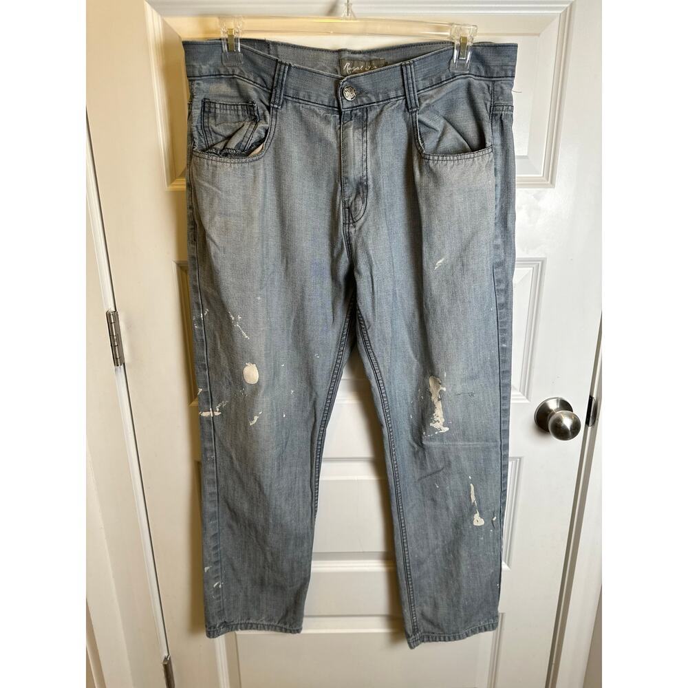 Distressed Y2K Royal Linx Straight Leg Jeans Quilted Black Pockets Men's Size 38 - Picture 2 of 8